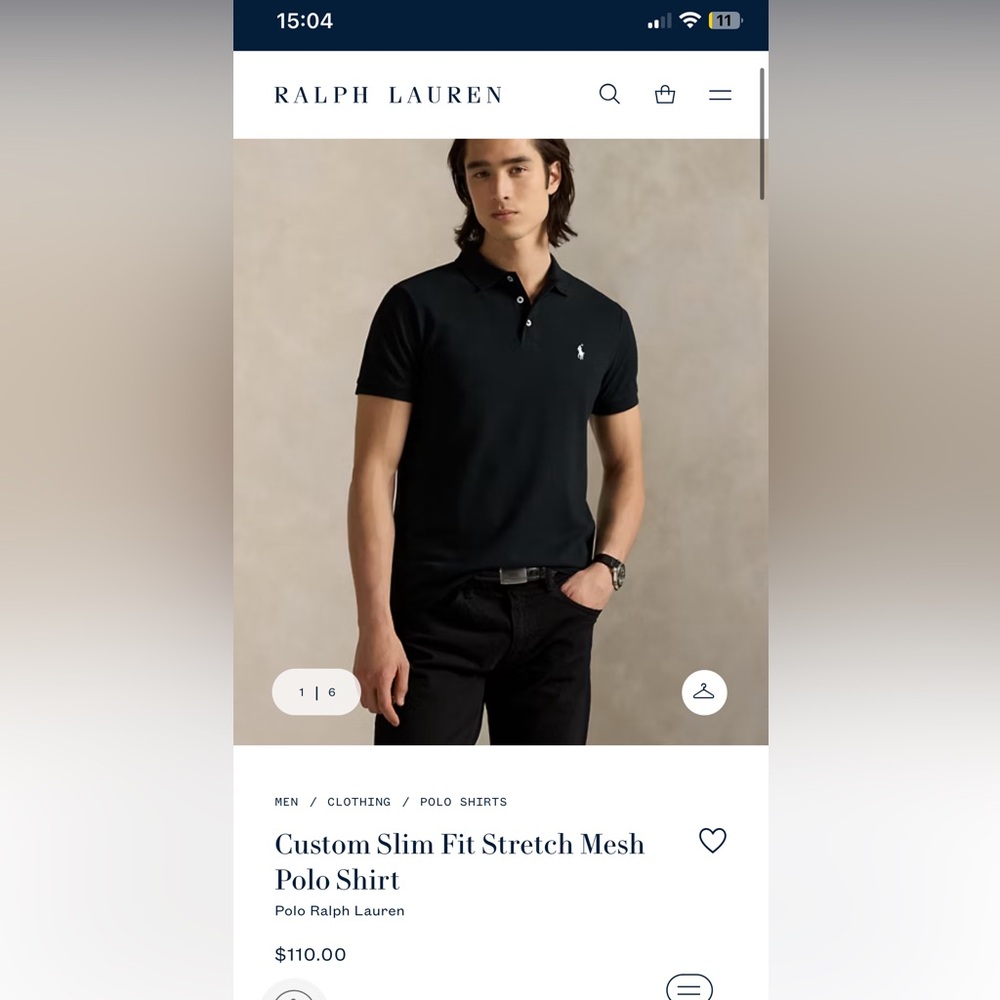 Polo Ralph Lauren black stretch mesh polo
